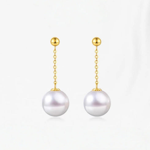 Elegant Pearl Gold Line Earrings - 8-11mm Sizes for Every Style